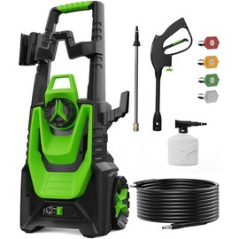 Electric Pressure Washer, Power Washer 55FT Overall Length Pressure Washer Electric with 4 Nozzles, Foam Canno for Patio, Cars, Fences, Home