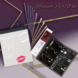 Ink Permanent El kit de cuidado posterior de PMU y Microblading paquete de 25 incluye 125 aplicadores de micropincel, 75 pinceles para labios, 25 pinceles para máscara de pestañas, 25 tarjetas de i