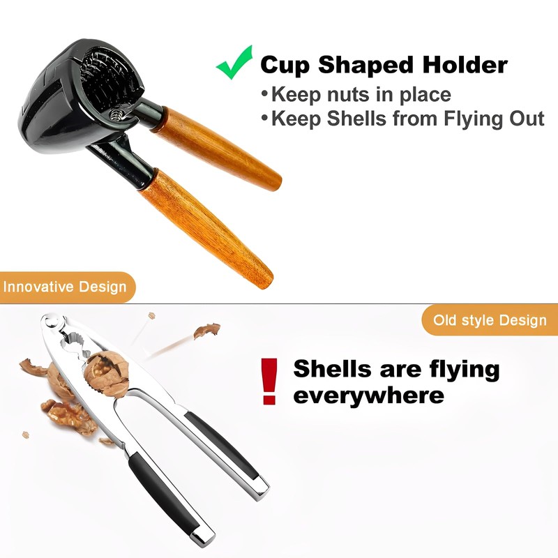 Multifunctional Nutcracker and 3 Cleaning Brushes, Nutcracker Walnuts with Non-Slip