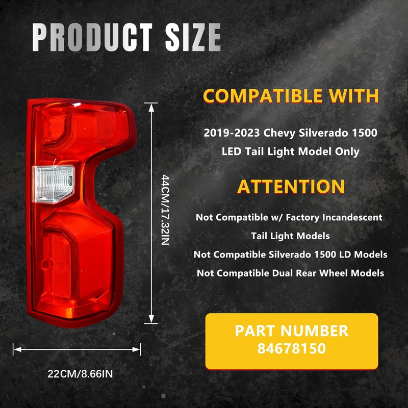 BOGYL LED Tail Light Rear Lamp Assembly Replacement for 2019
