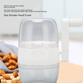 HAOHIZE Nut Chopper, Nut Grinder Hand Crank Stainless Steel Blades Nut Chopper Manual Nut Grinder with Skid Handle for Garlic White