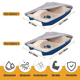 Pedal Boat Cover Waterproof COOSOO Fits 3 to 5 Person Pedal Boat Dust UV Resistant Heavy Duty Pedal Boat Mooring Cover