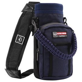 NATURE PIONEOR Water Bottle Holder with Adjustable Strap - 25/32/40oz Insulated Water Bottle Carrier Sling Sleeve with Paracord Handle & 2 Storage Pockets, Hiking, Camping, Gym
