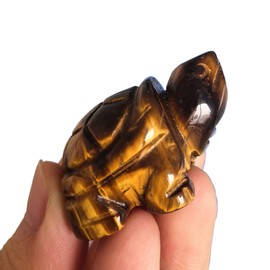 Gemgogo Tiger's Eye Crystal Turtle Statue, 1.5 Inches Room Decor Natural Crystals and Healing Stones Gemstone Figurines, 2 Pcs