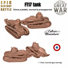 Unbranded French FT17 Tank Pack - WW1 - 6mm 10mm 15mm - Fow - FFTOWs - Historical - 15mm