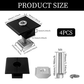 SyiXute 4 Pcs Solar Panels Centre Clamps,Solar Panel Brackets 30 mm,Aluminium Alloy Solar Panel Mount for RVs Boats Roofs,Black