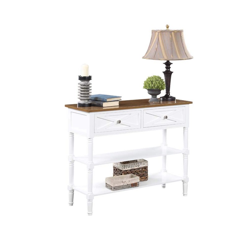 Convenience Concepts Country Oxford 2-Drawer Console Table, Driftwood/White