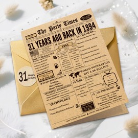 Vailontiss Happy 31th Birthday Cards, Funny 31th Birthday Decorations for Her Him, Vintage Back in 1994 Birthday Poster for Mom Wife, Sweet 31 Year Old Best Gifts for Women Men (Kraft Paper)