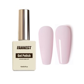 FANNEST Barely Pink Gel Nail Polish, 15ml Nude Pink Jelly Neutral Color Polish Translucent Sheer Gel Nail Concealer Soak Off Uv LED Nail Lamp French Nail Art Gifts for Women