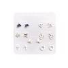 AMOR SPES 7 Pairs Cute Geometry Silver Plated Stud Earrings