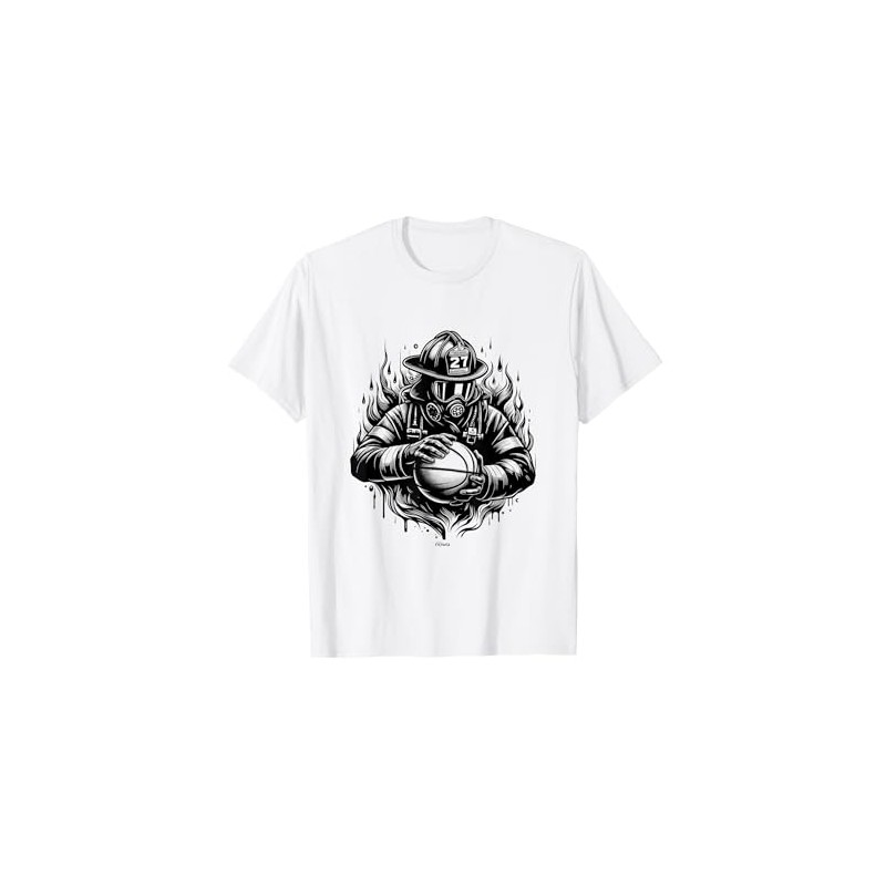 FIREMAN WITH GAS MASK RESCUE BASKETBALL FROM FIRE T-Shirt