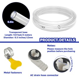 BOJACK 10ft Air Conditioner Drain Hose, 3/5 inch Portable AC Drain Hose Connector, Air Conditioner Drain Hose for Universal Mini-Split Unit and Window Air Conditioner Unit Parts