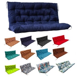 SOBOANT Porch Swing Cushions, Outside Bench Cushion with Backrest, 2-3 Seater Swing Cushion Replacement with 8 Ties, for Patio Garden and Backyard (Navy Blue,48 * 40 in)