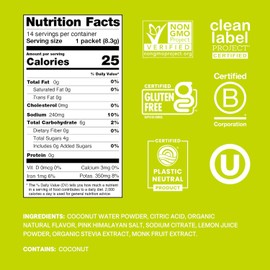 Cure Hydration | Plant-Based Electrolyte Drink Mix | No Added Sugar | FSA-HSA | Dehydration Relief Powder Made with Coconut Water | Non-GMO | Vegan | Pouch of 14 Packets - Lime