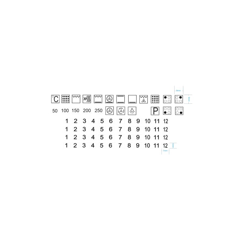 Cooker Symbol Sticker Set for Cooker Labelling (RPt1/1) (9 mm)