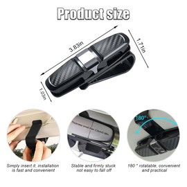 GLSOWEE 2PCS Glasses Holders for Car Sun Visor, Glasses Clip Organizer, Sunglasses Eyeglasses Mount with Ticket Card, Car Sun Visor Double-Ends Clip, 180 Degree Rotational Car Glasses Holder