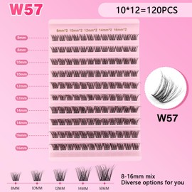 Kiusatig Cluster Lashes 3D 120PCS Individual Lashes Natural Look DIY Lash Extensions Fluffy False Eyelashes Individual lash Clusters Reusable Eyelash Extensions Mix 8-16mm C D Curl (W57-Mix)
