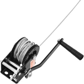 800 Lbs Pulling Capacity Heavy Duty Boat Trailer Winch Hand Winch with 33 ft Steel Wire Cable Two-Way Ratchet CrankPound: 800 lbs