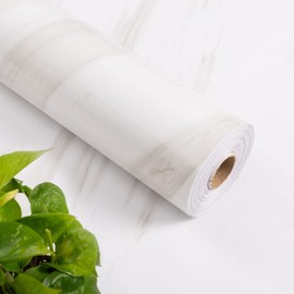 weiseni Glossy White Marble Wallpaper Granite White/Gray Wallpaper 15.75 "x118 Peel and Stick Countertop Contact Paper Self Adhesive Waterproof Countertop Paper for Kitchen Cabinets Bathroom