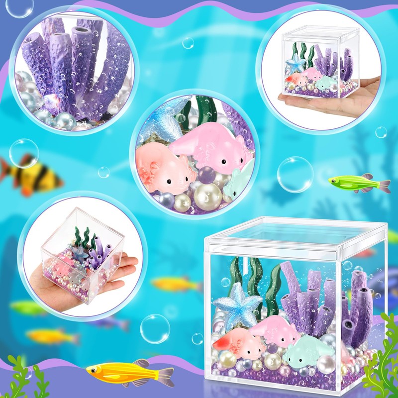 Vertintong Axolotl DIY Tank Axolotl Craft with 3 Pcs Mini