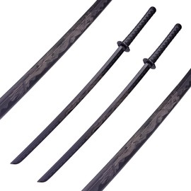 Polypropylene Katana Sword - Japanese Training Samurai Sword, Blunt Longsword, Martial Arts Practice, Safe, Easy, Cosplay, Black, Dragon, Fire, for Men and Women, Two Dragons(Two in Total)