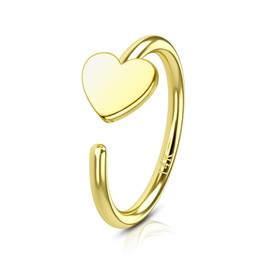 COCHARM 14K Gold Nose Hoop 20g Cute Yellow Gold Half Hoop Nose Rings Heart Star Arrow Dainty 14kt Real Gold Nose Piercing 8mm Solid Gold Tiny Nose Ring Hoop for Women Men, 0.8X8, Yellow Gold, no