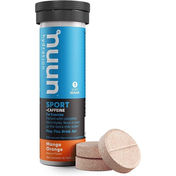 Nuun Sport + Caffeine: Electrolyte Drink Tablets, Mango Orange, 1 Tube (10 Servings)