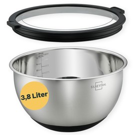 SILBERTHAL Stainless Steel Bowl with Lid - 3.8 L Mixing Bowls for Serving, Cooking, Baking, Storing - Non-Slip Base