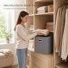 Foldable Fabric Storage Cube Bin with Metal Handles, Gray