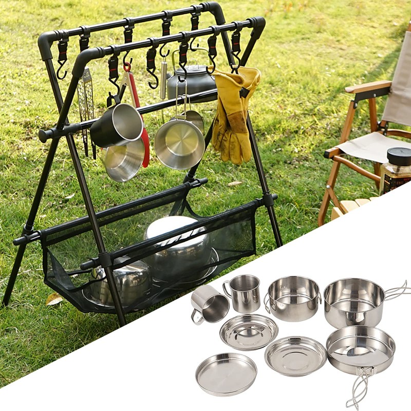 LHYSMYX Outdoor Stainless Steel Camping Cookware Set Portable Bowl Barbecue