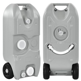 YITAHOME 10.6 Gallon Large Capacity Portable Water Holding Tank with Metal Handle Odorless Tote for Camper with Large Wheels, Filling Port, Hose, Faucet, Handles for Easy Carry & Fast Empty, Grey