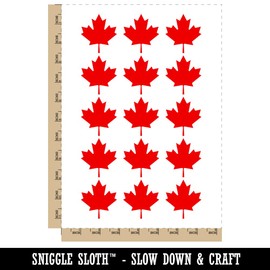 Canada Maple Leaf Temporary Tattoo Water Resistant Fake Body Art Set Collection - 15 2" Tattoos (1 Sheet)