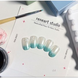 [Ar] Mint pearl handmade nail tip drawing nail art specialist / [아르] 민트진주펄 수제네일팁 드로잉네일아트 전문