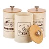 UKQRRTC 3 Pack Metal Coffee Sugar Tea Canister Set, Large