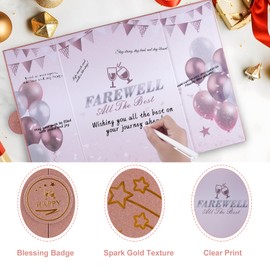 Tasruwat Farewell Guest Book Alternatives Rose Gold Retirement Party Decorations for Women We Will Miss You Signing Card Board for Goodbye Party Supplies Happy Retirement Farewell Gifts