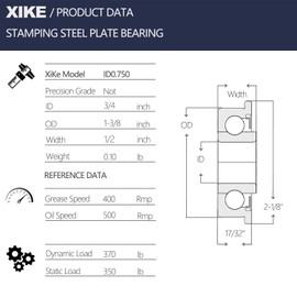 XiKe 4 Pcs ID 3/4" x OD 1-3/8" Flanged Ball Bearings, Replace for Lawn Mower, Wheelbarrows, Garden Carts, Hand Trucks Wheel and More.