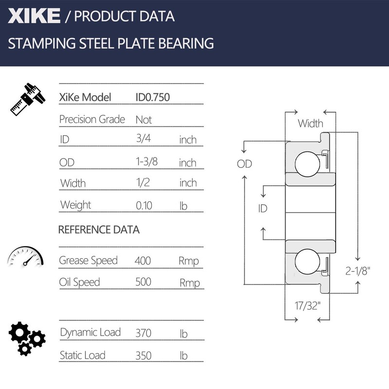 XiKe 4 Pcs ID 3/4" x OD 1-3/8" Flanged Ball
