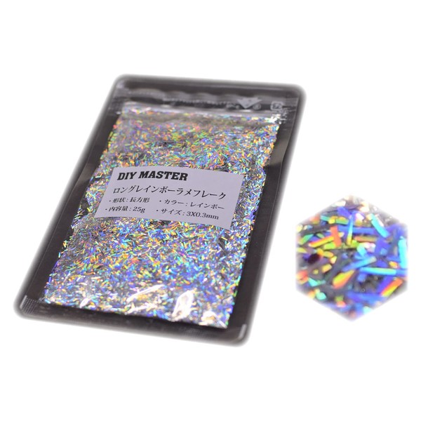 DIY MASTER Rainbow Glitter Flakes, Long, 0.9 oz (25 g)