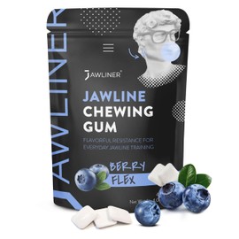 Jawliner® Jawline Chewing Gum Hard Chewing Resistance Workout Gum for Jawline Sculpting Hard Chewing Gum for Jaw Strength Facial Fitness Jaw Trainer Mewing for Men & Women Berry Flex 40 Pieces