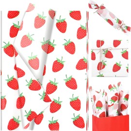 20 Sheets Strawberry Tissue Paper, 20 x14in Strawberry Wrapping Tissue for Baby Shower Wedding Birthday Wedding Gift Supplies
