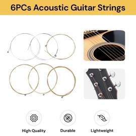 EZONEDEAL 6pcs Acoustic Guitar Strings Nickel Alloy Strings Set 6 Guitar Sting Fit For Most Types Of Guitars Rustproof Coating Clear and Gold - Guitar Accessories