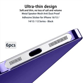 Mobile Phone Speaker Metal Dust Mesh, Charging Port dust Plug, Cleaning Brush Cleaning Tool Set for iPhone16 15 Series (USB C-Silver)