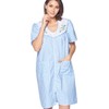 Casual Nights Women's Zipper Front House Dress Short Sleeves Embroidered