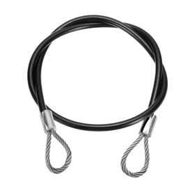 sourcing map 1/8" (3mm) 2ft (0.6mm) 304 Stainless Steel Cable Wire Rope with Looped Ends 7 x 19 Strands Core PVC Coated Aircraft Wire for Outdoors Marine Rigging Decking Railings, Black
