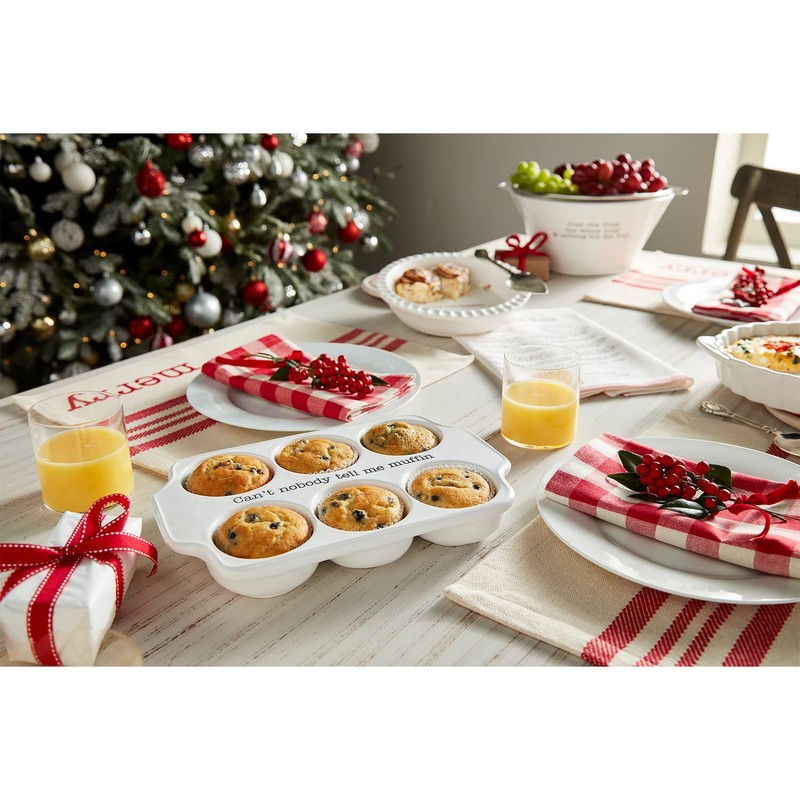 Mud Pie Circa Muffin Tray and Spatula Set, White, 12"