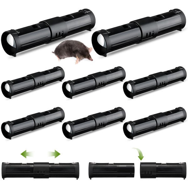 Qualirey 8 Pcs Adjustable Mole Traps for Lawns Mole Gopher