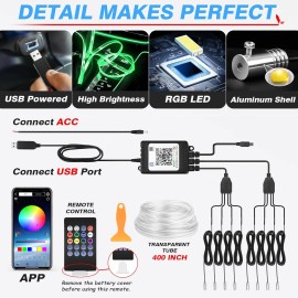 MICTUNING 10M RGB 8 in 1 LED Car Interior Ambient Light Strips Atmosphere Light