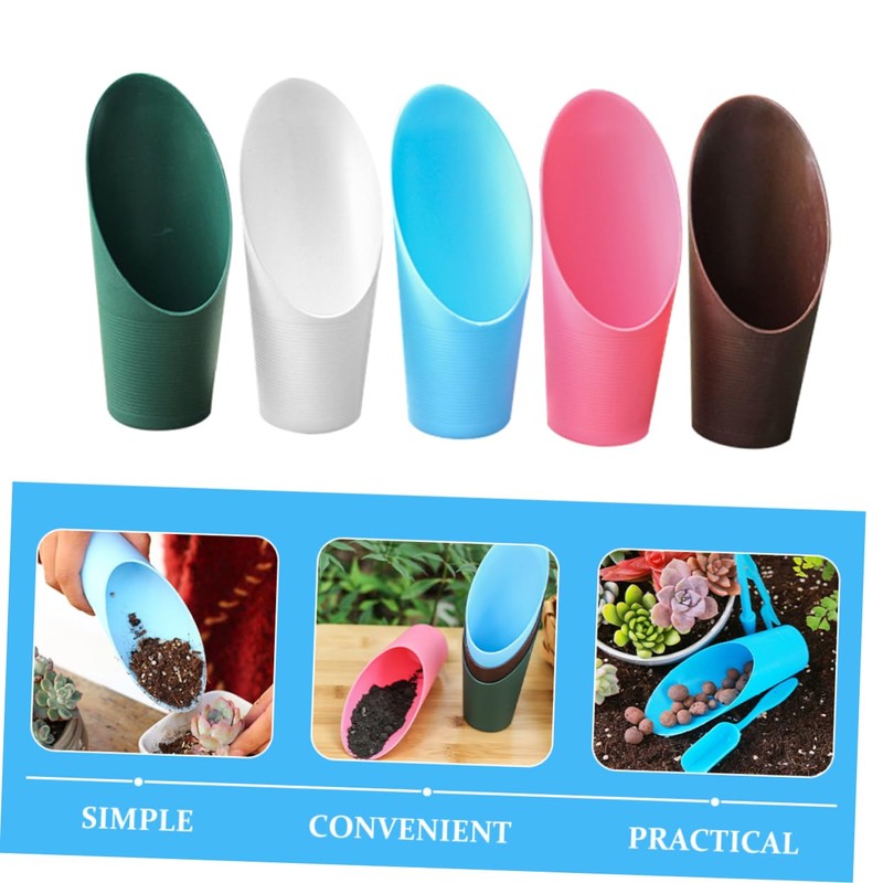 Sosoport 5pcs Ergonomic Potting Scoop Multi-Purpose Garden Tool for Succulent