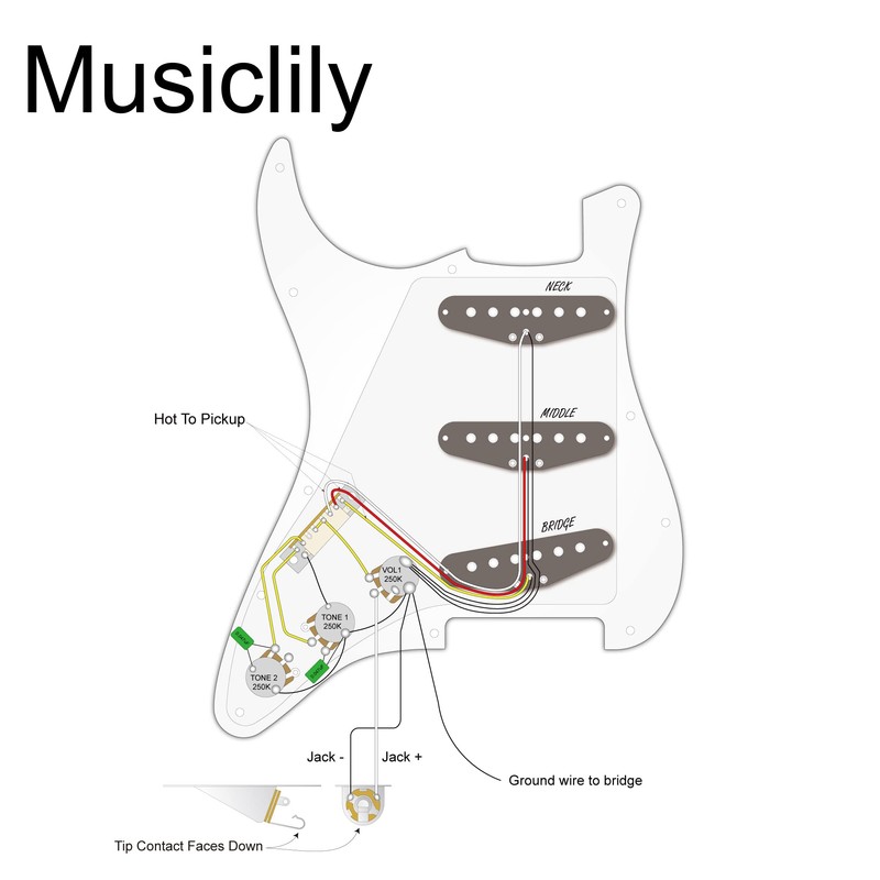 Musiclily Basic 11 Hole SSS Stratocaster Pre-wired Pickguard Ceramic Single
