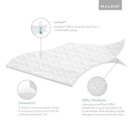 MALOUF SLICTX5P Sleep TITE Five IceTech Waterproof Mattress Protector-Top and Side Protection with Cooling Technology-Twin XL